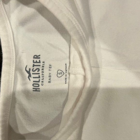 Women's white baby tee, Hollister, Small - Picture 3 of 5